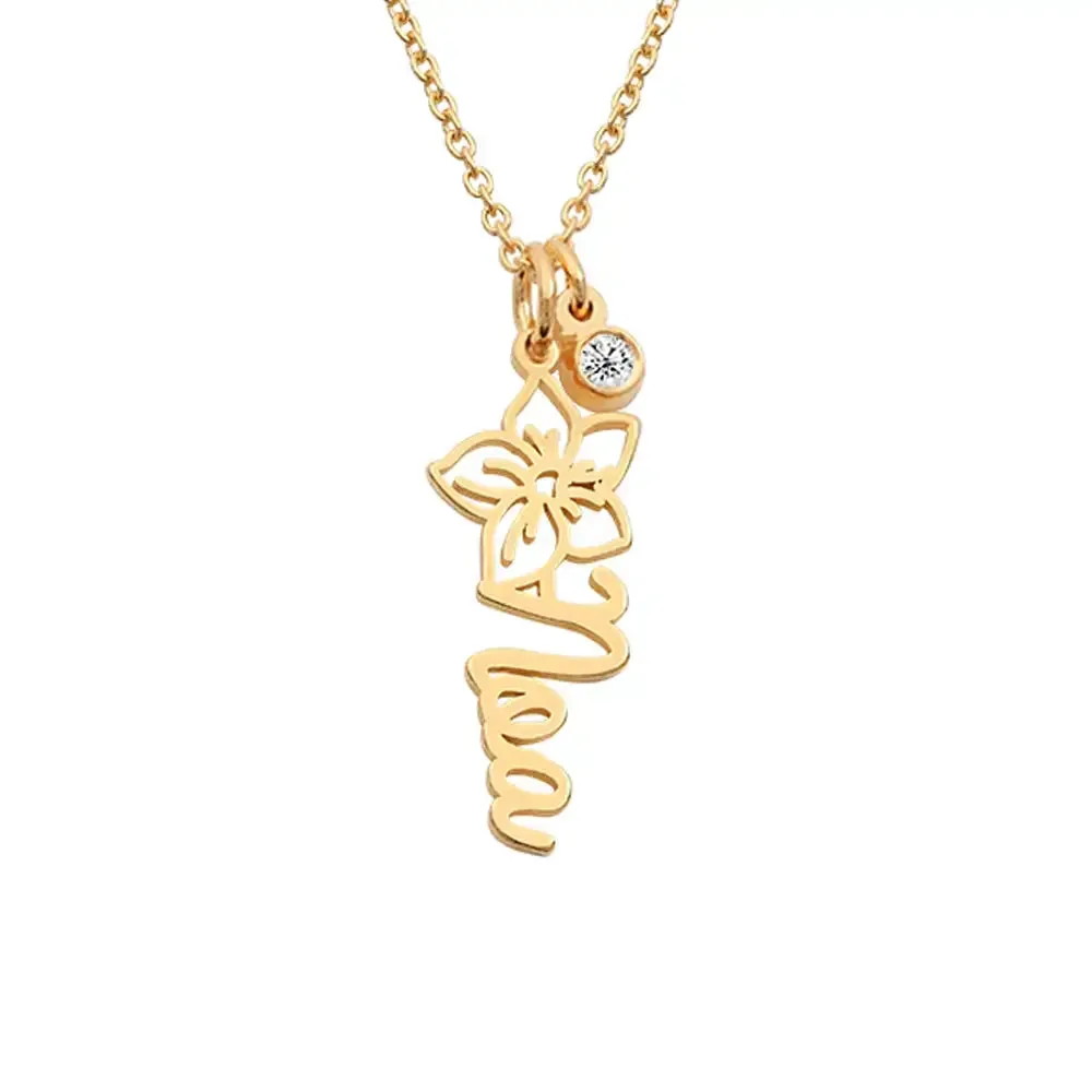 Personalized Artistic Name Pendant Necklace in 14K Gold