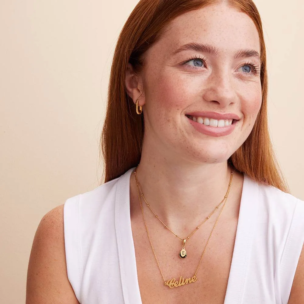 Classic Cocktail Name Necklace in Gold Plating - Personalized Classic Name Necklace In Vermeil