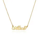 Personalized Elegant Script Name Pendant in 14K Gold